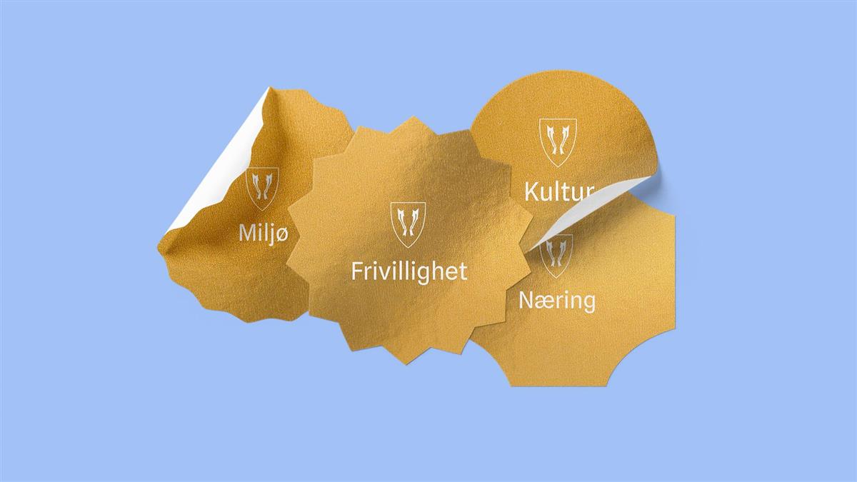 Grafisk banner med gullklistremerker - Klikk for stort bilde